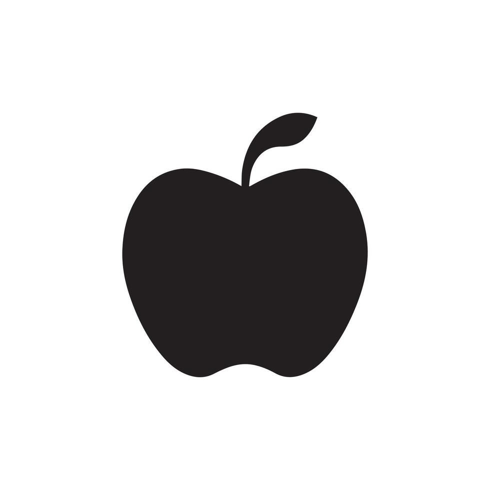 manzana icono. negro icono en blanco antecedentes. vector ilustración