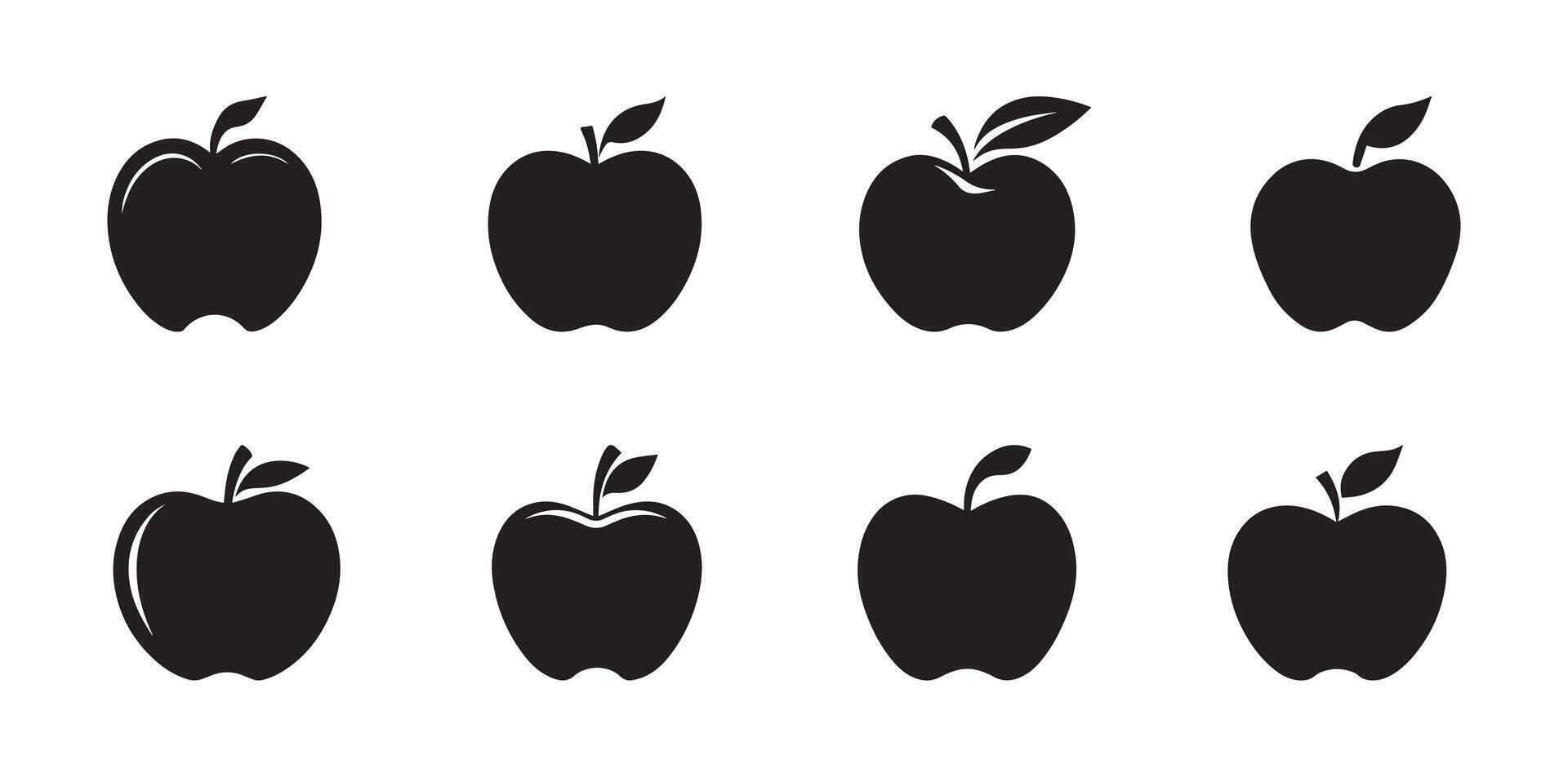 Apple icon set. Black icon sets on white background. Vector illustration