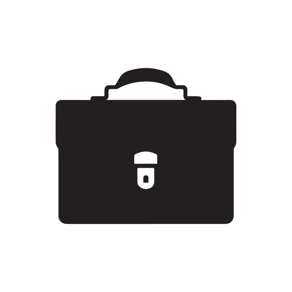 Briefcase icon. Black icon on white background. Vector illustration