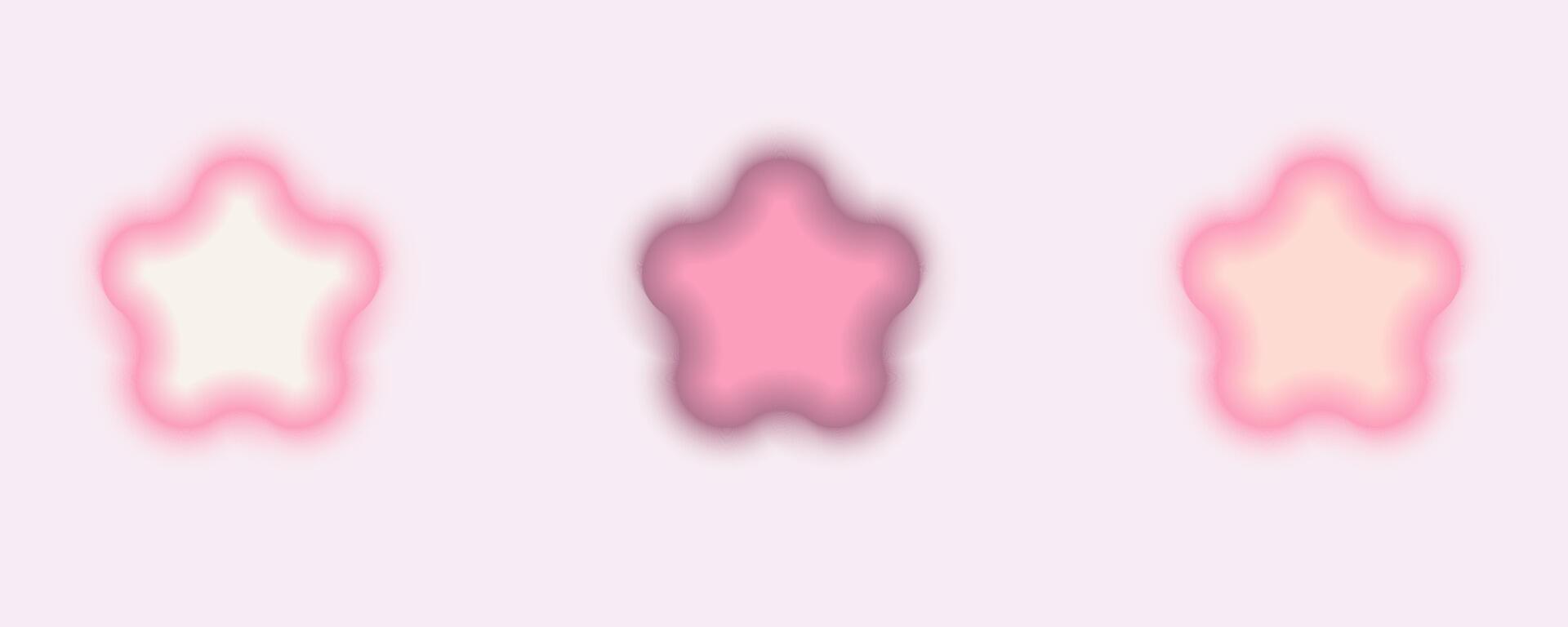 Gradient Y2k shape blur set. Star blurry aesthetic y2k. Vector pastel form illustration. Aura gradient shape