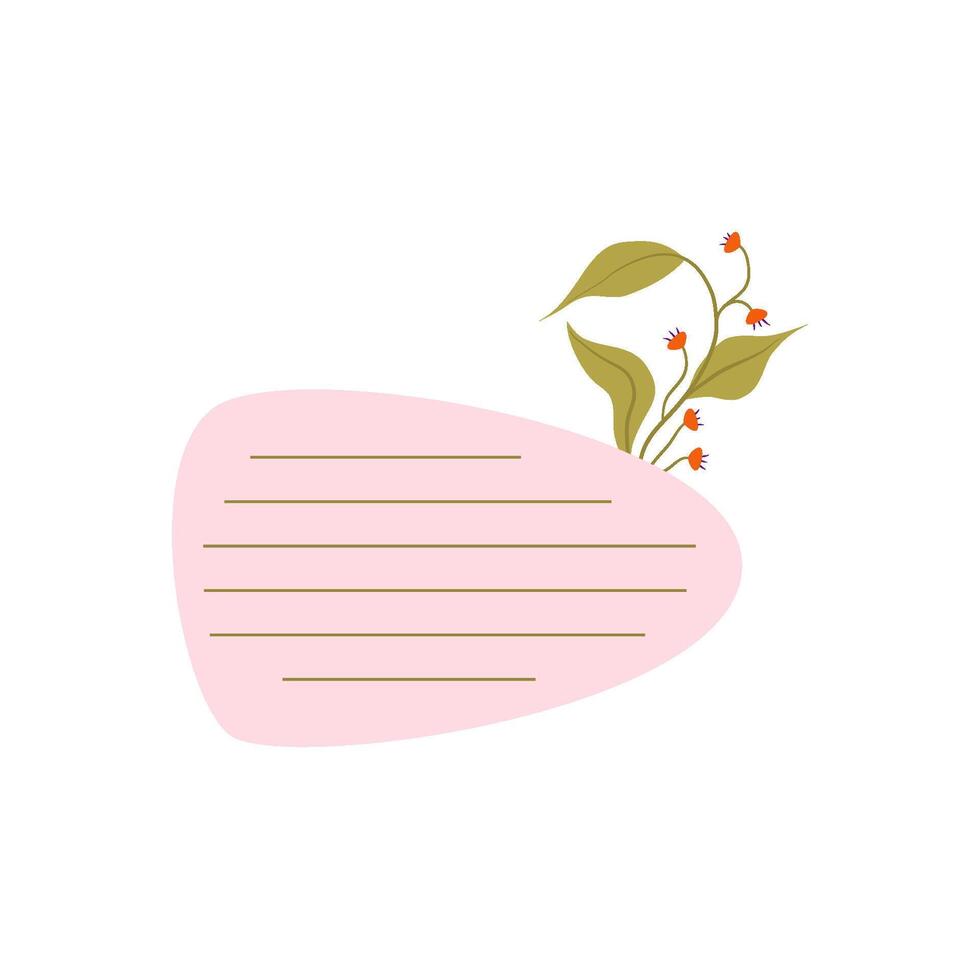 Cute Memo Notebook with flower paper frame for text. Planner sticker element sticky. Flat vector illustration. Cute Notes planner page.