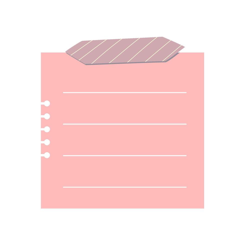 Cute Memo Notebook paper frame for text. Planner sticker element sticky. Flat vector illustration. Cute Notes memo planner page.