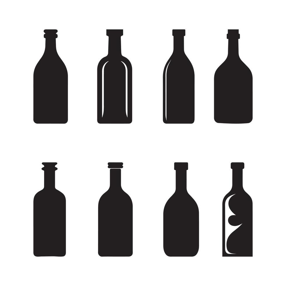 Bottle icon set over white background, silhouette style concept. vector illustration