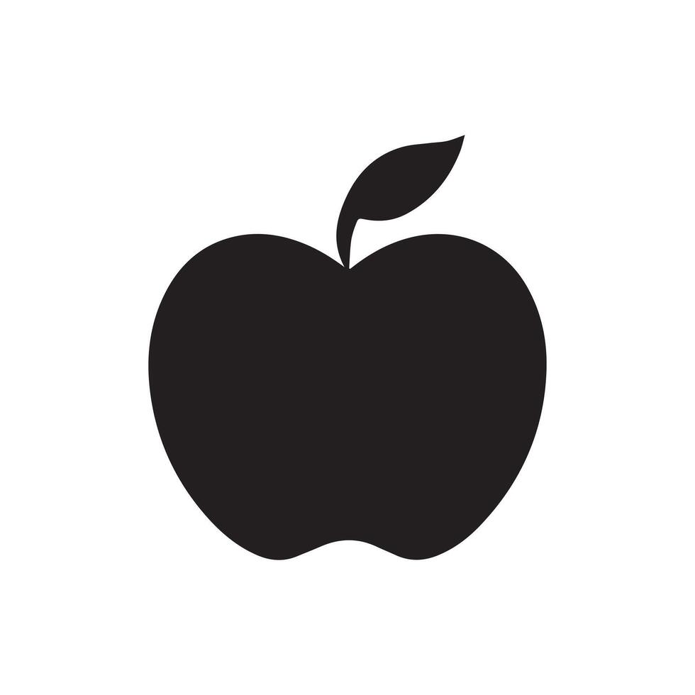 manzana icono. negro icono en blanco antecedentes. vector ilustración