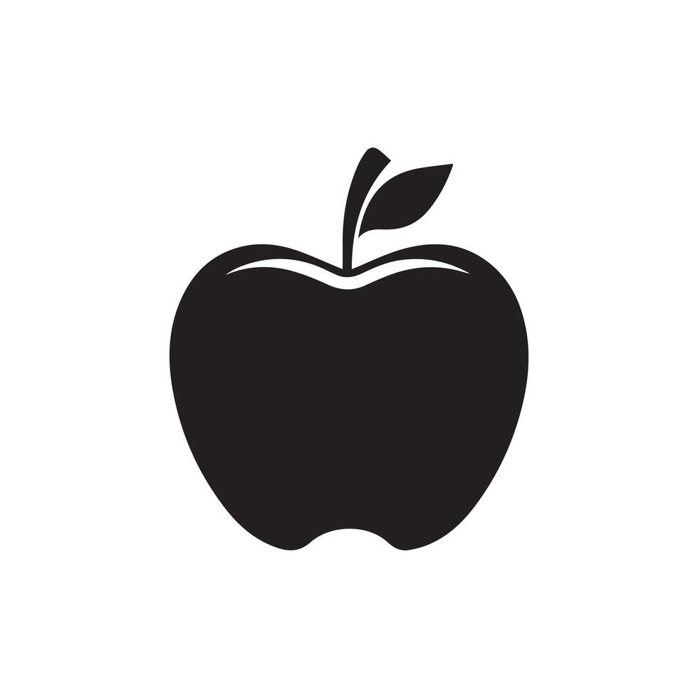 manzana icono. negro icono en blanco antecedentes. vector ilustración