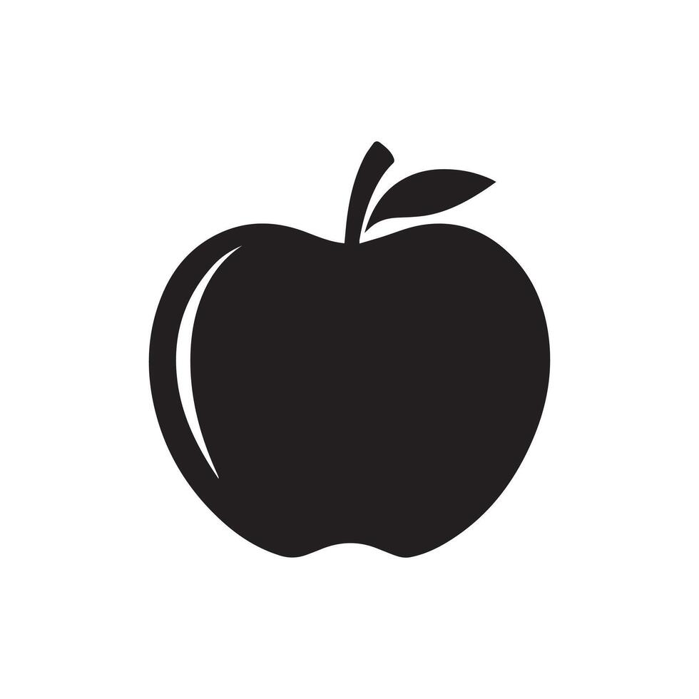 manzana icono. negro icono en blanco antecedentes. vector ilustración