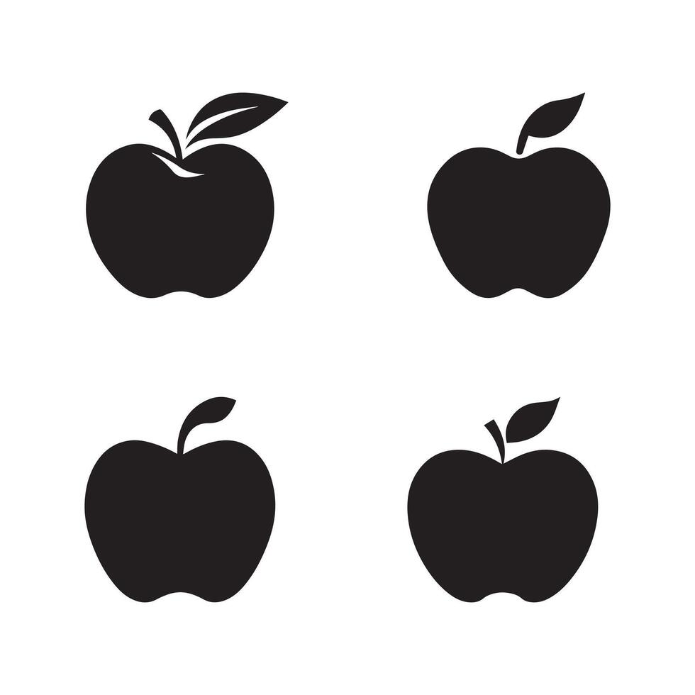 Apple icon set. Black icon sets on white background. Vector illustration
