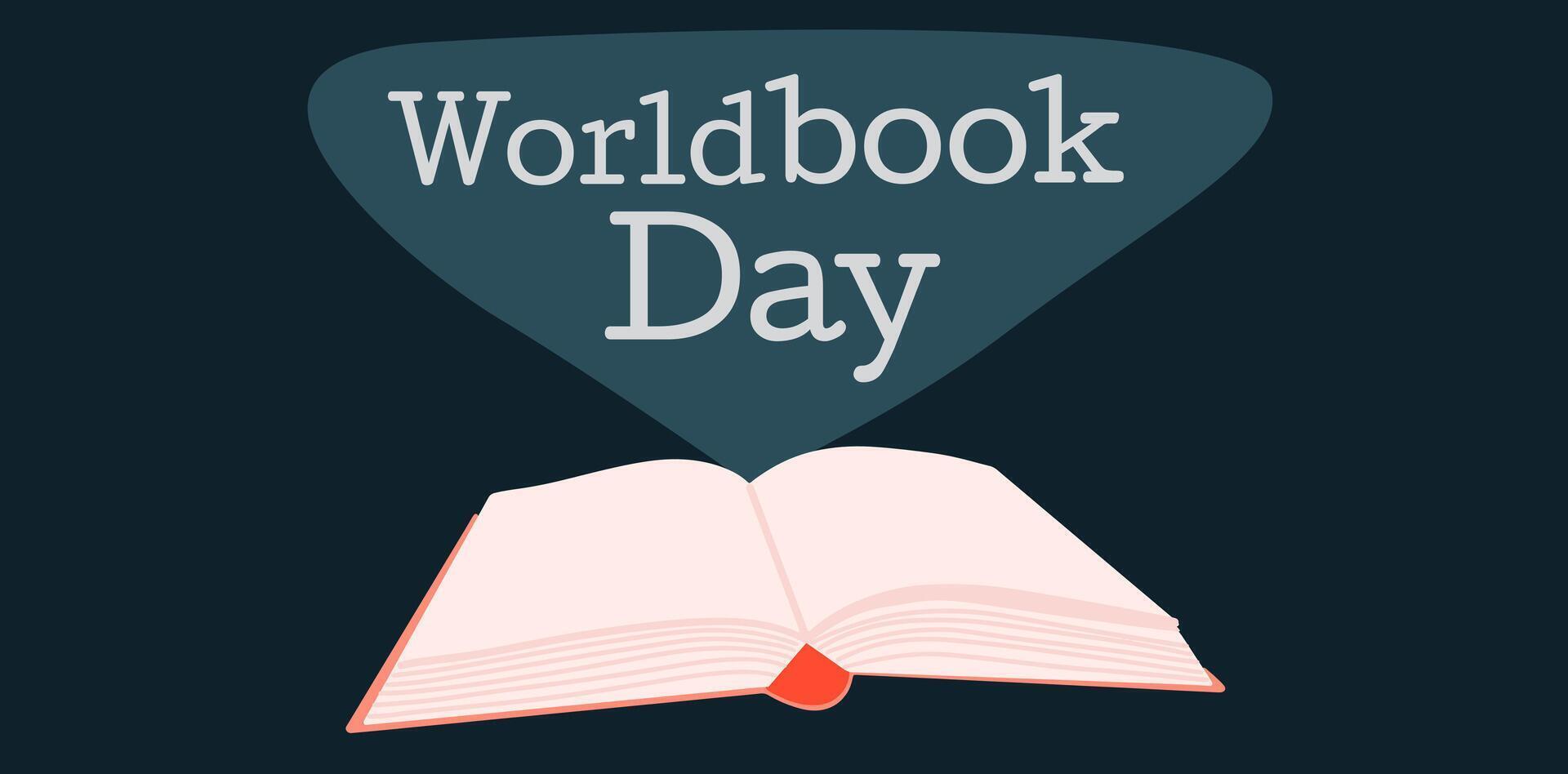 World book day banner.  April International book and copyright day. Open book. Vector illustration in flat style.