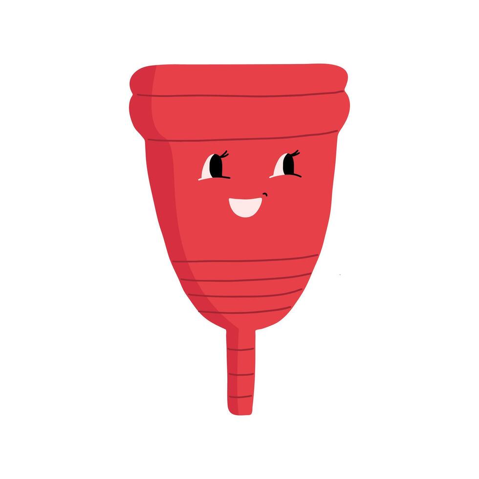 menstrual taza dibujos animados personaje. vector ilustración en mano dibujado estilo