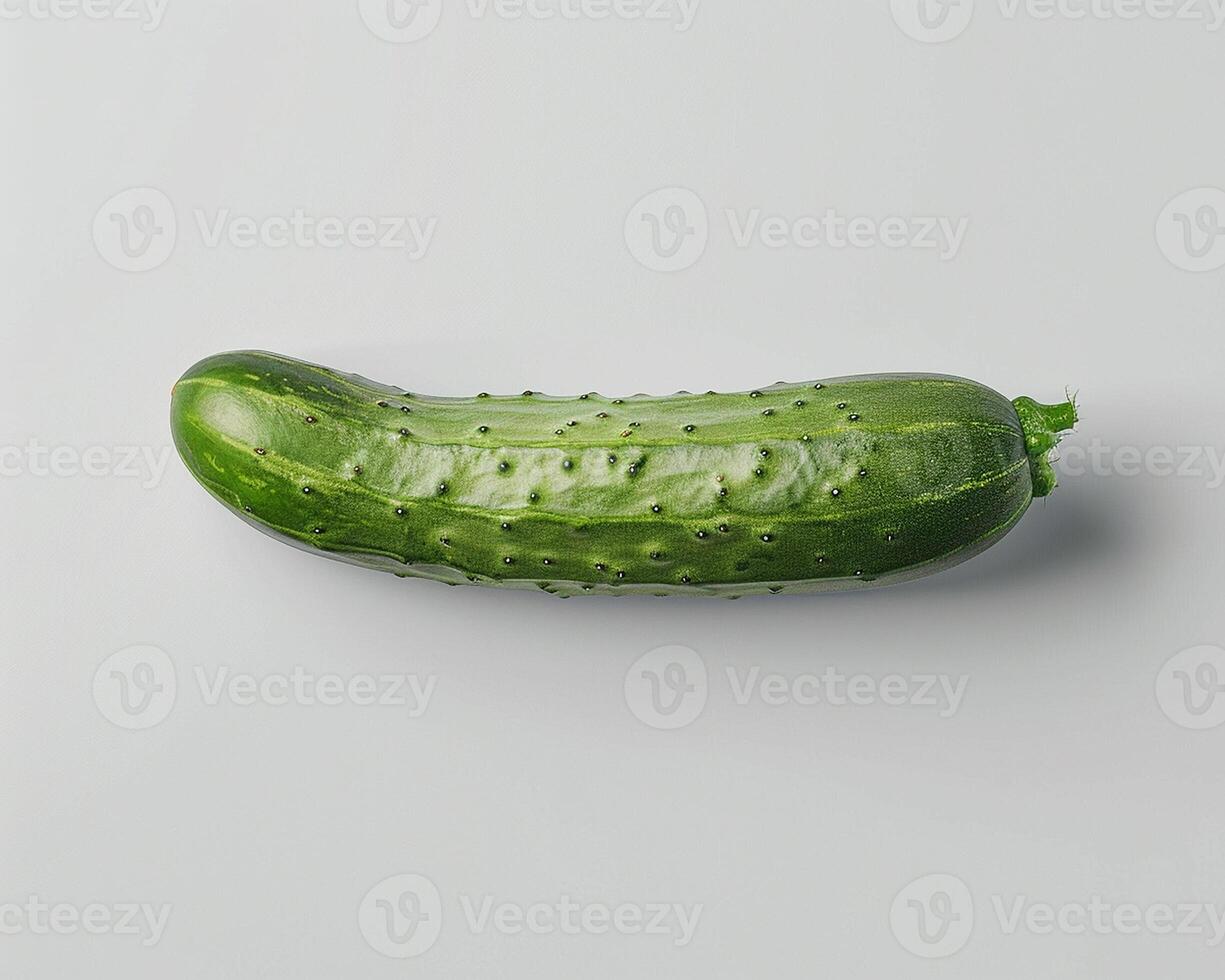 AI generated Fresh cucumber isolated on white background. Close-up Shot. photo