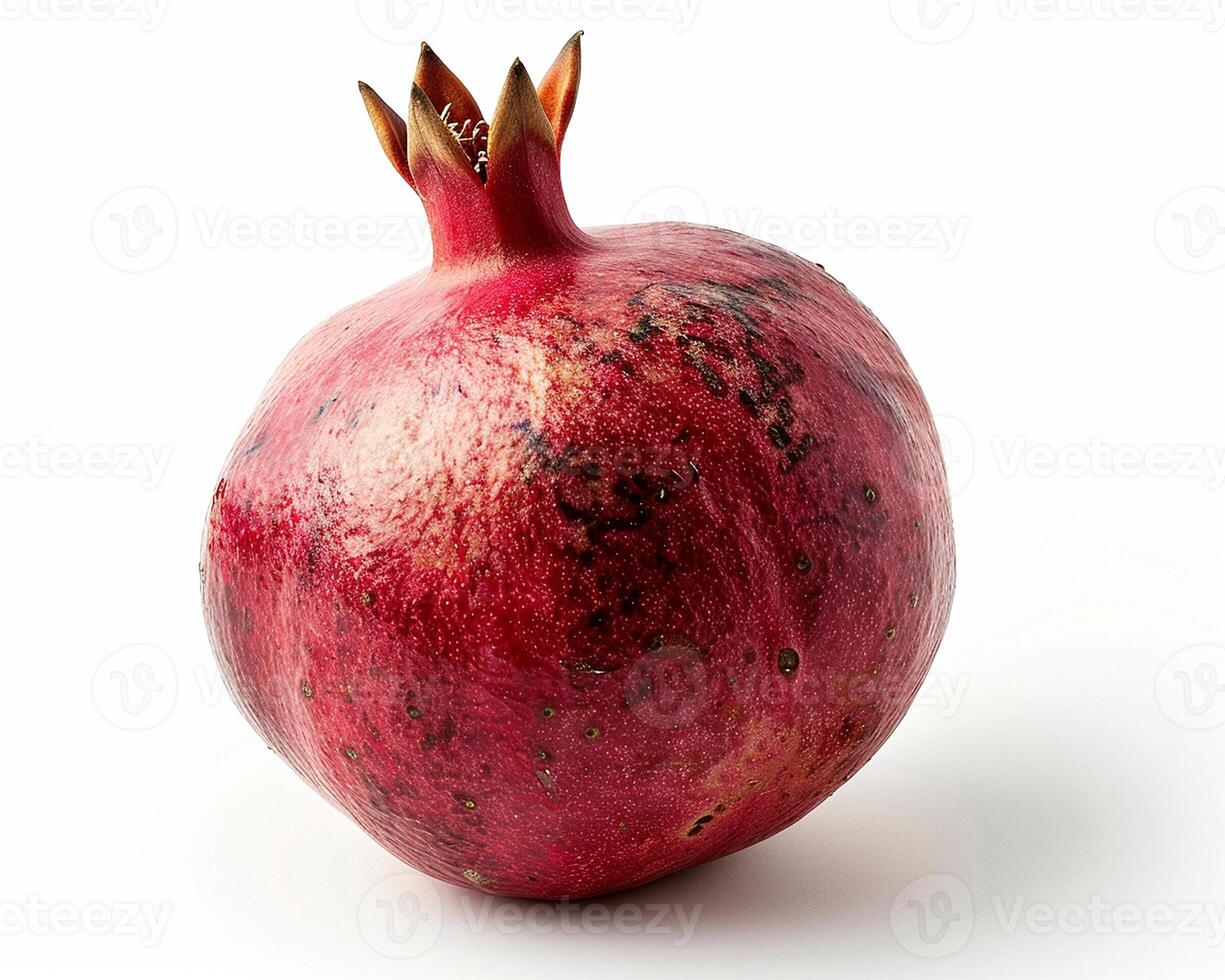 AI generated Fresh pomegranate fruit isolated on white background. Close-up Shot. photo