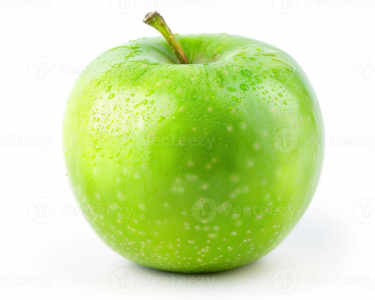 ai generado Fresco verde manzana Fruta aislado en blanco antecedentes. de cerca disparo. foto