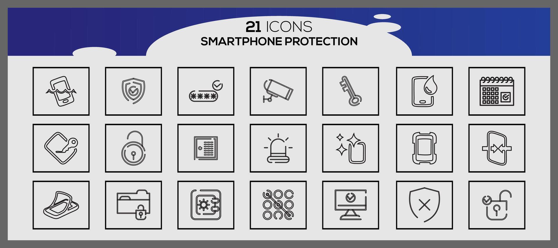 Vector smartphone protection icon set security and protection icons pack security system icon set