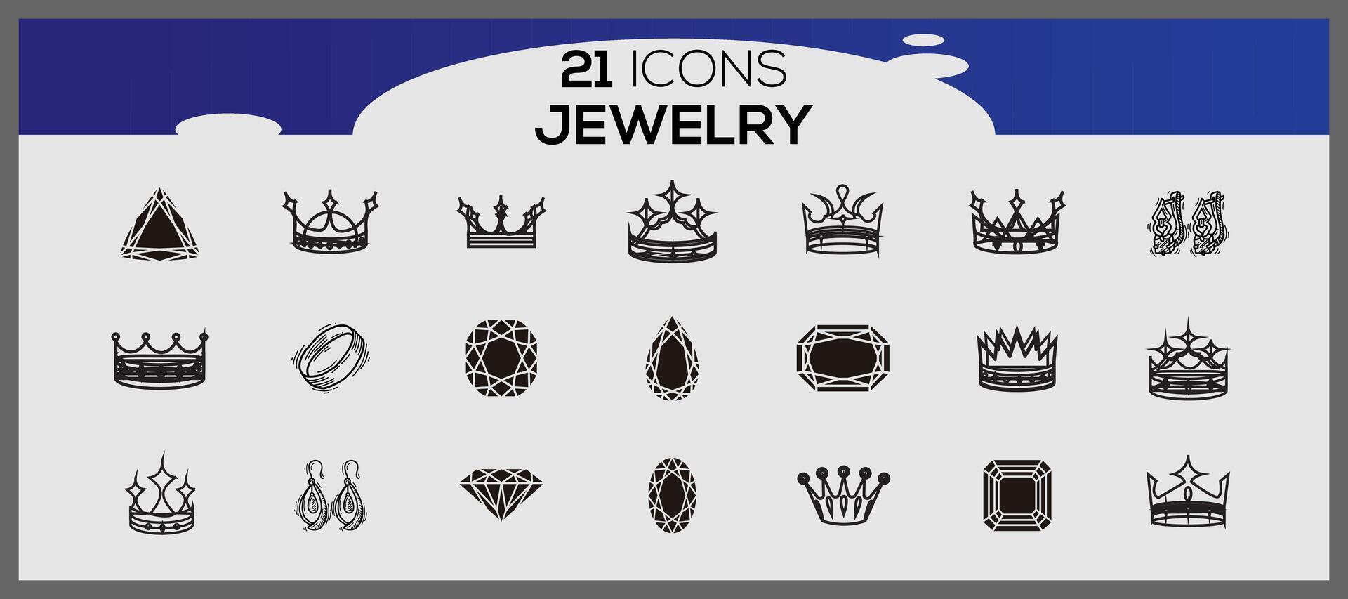 Vector precious jewels icon set jewellery 21 line icon pack jewelry and gemstones line vector icons