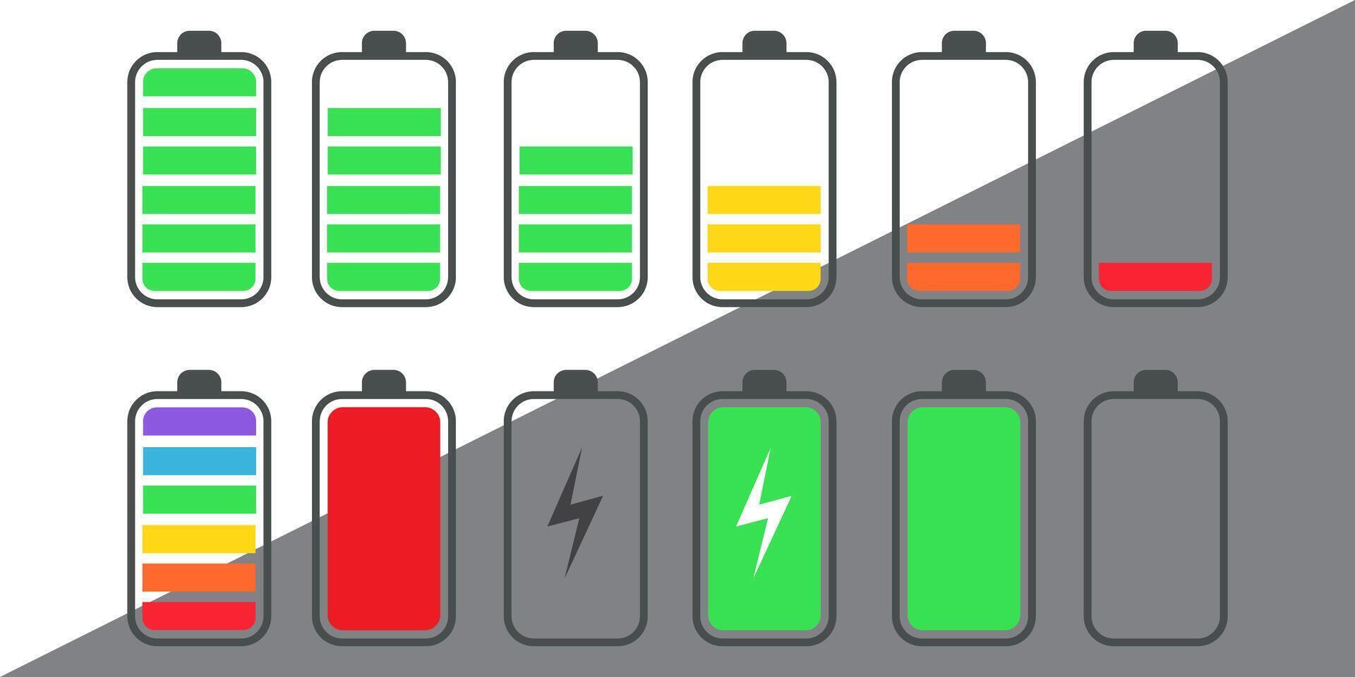 Battery type icon set. Battery type flat icon design. vector