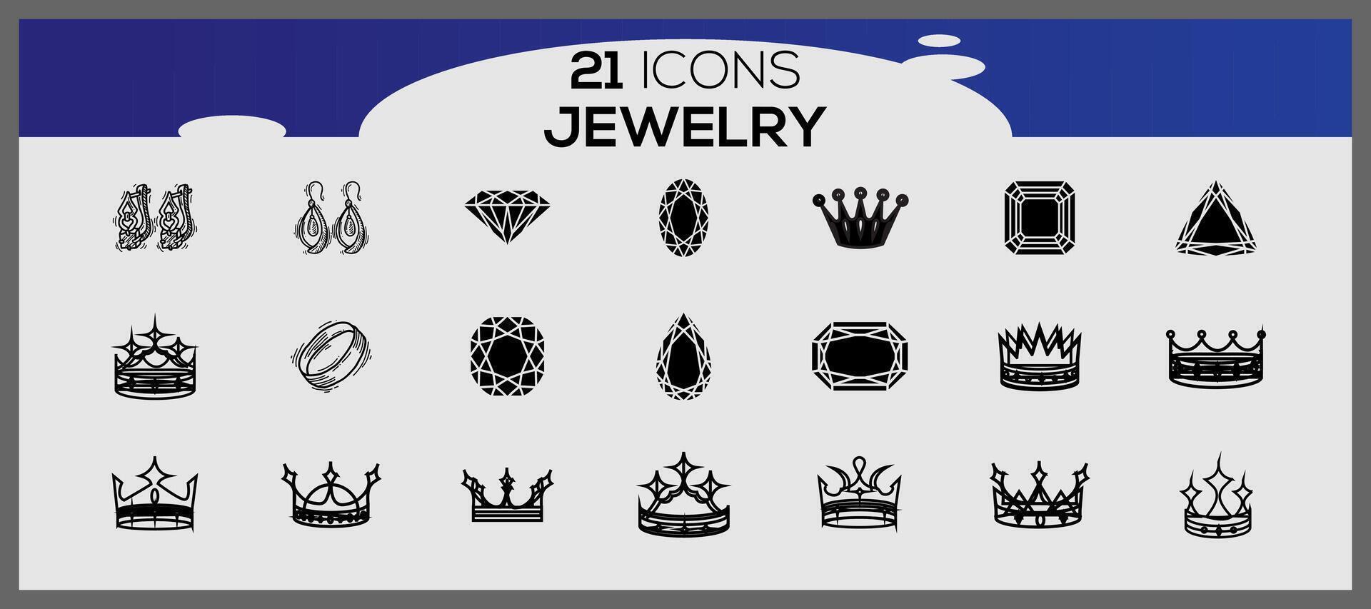 vector precioso joyas icono conjunto joyería 21 línea icono paquete joyería y piedras preciosas línea vector íconos