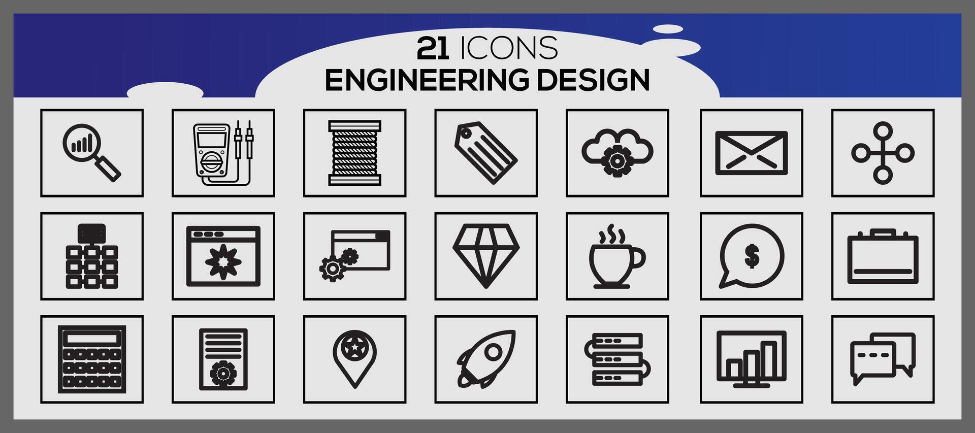 Vector vector industry engineering mechanical thin line icons bundle of engineering set icons