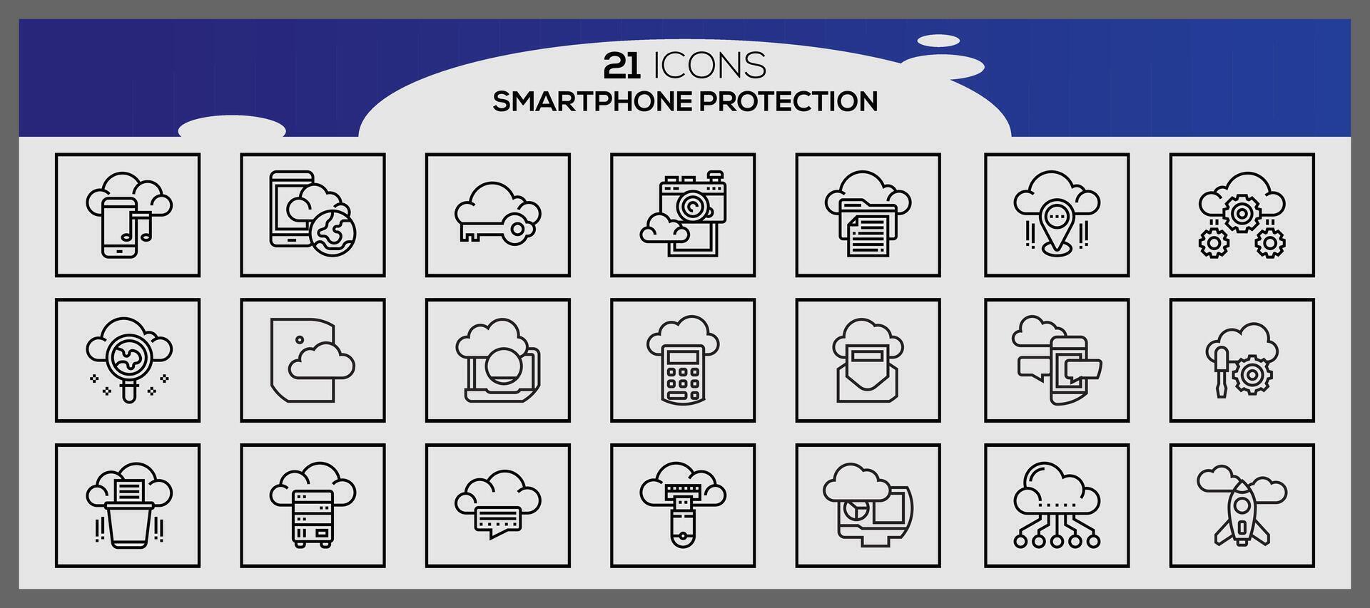 Vector smartphone protection icon set security and protection icons pack security system icon set