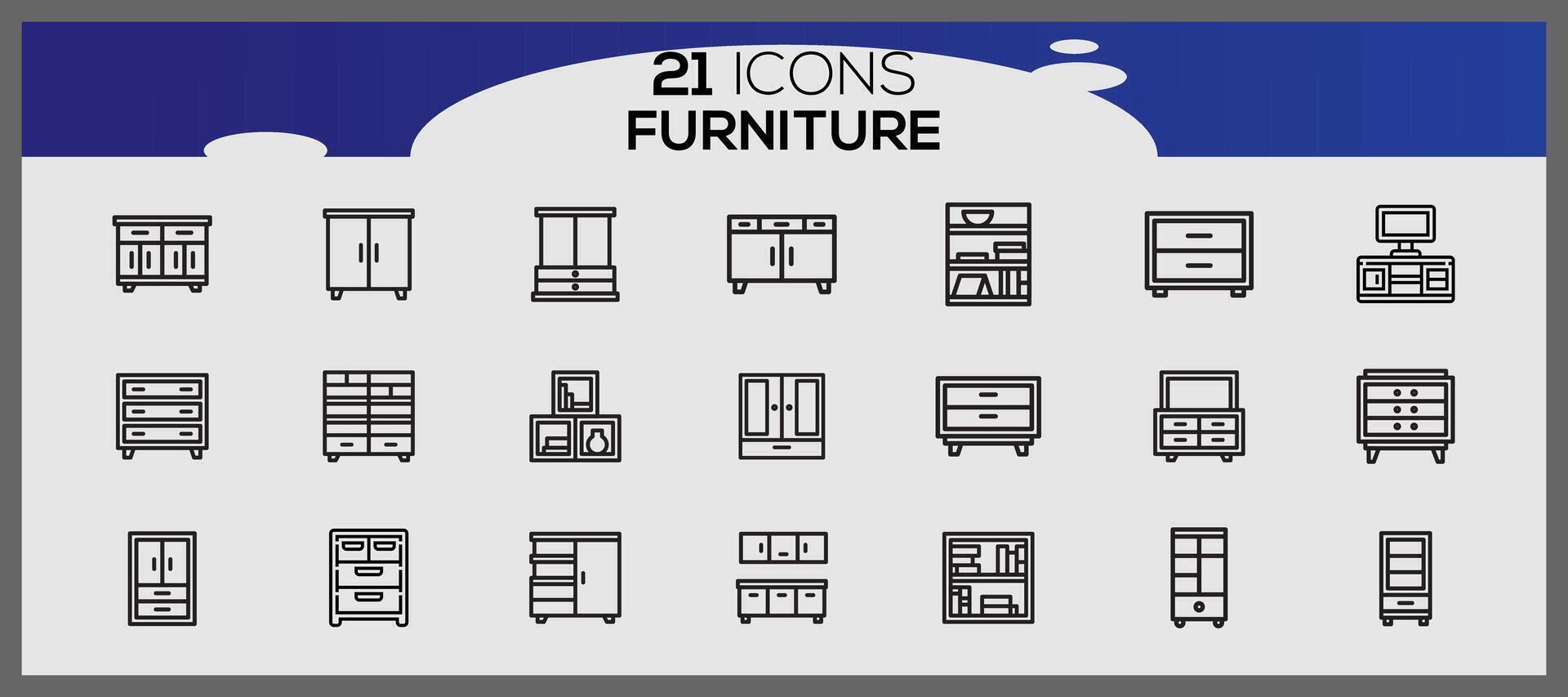 Vector furniture and home decorations set of icons business and icons set furniture elements set