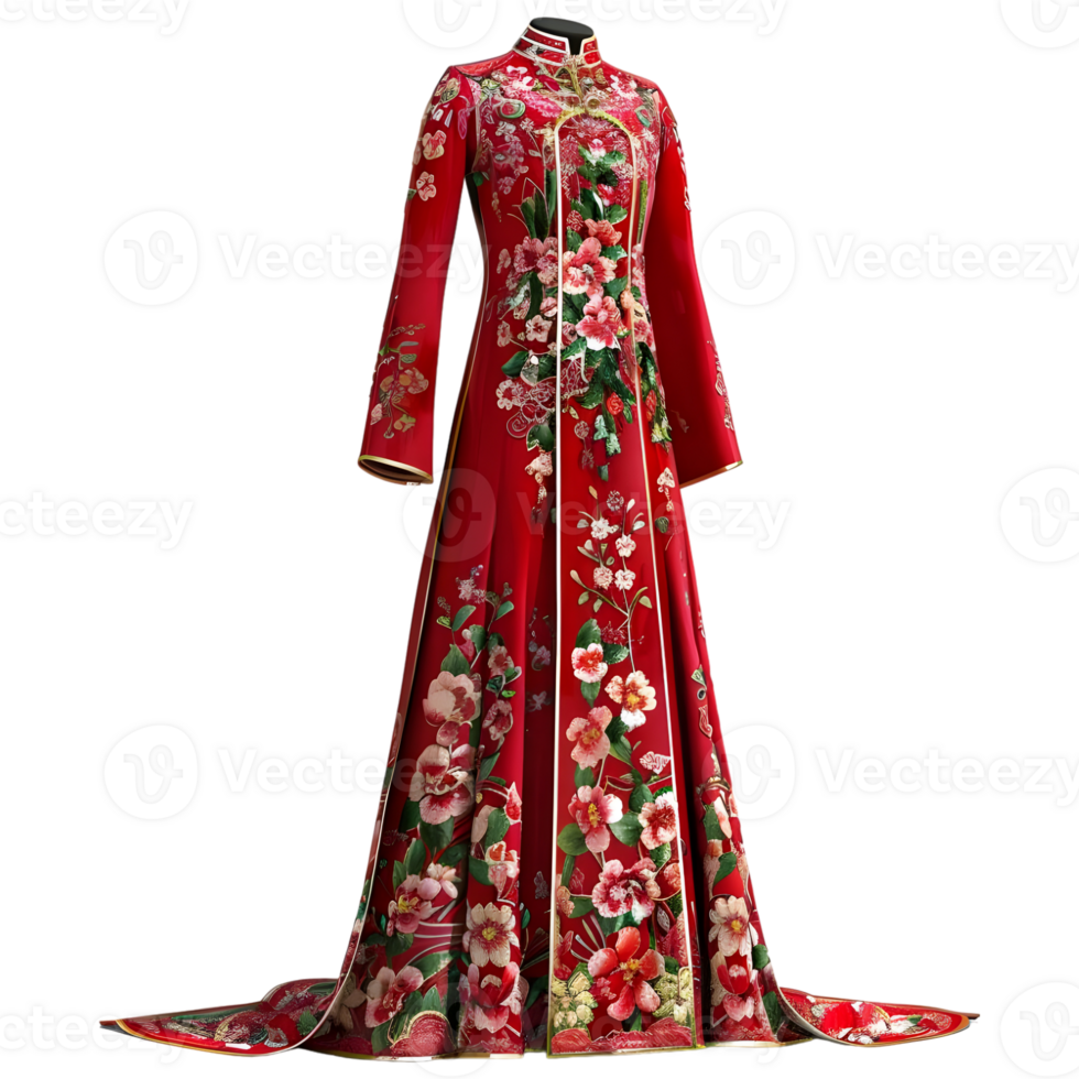 AI generated 3D Rendering of a Chinese Traditional Woman Dress on Transparent Background - Ai Generated png