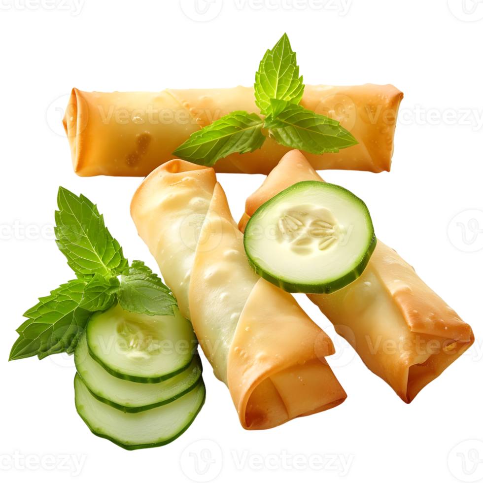 AI generated 3D Rendering of a Spring Roll on Transparent Background - Ai Generated png