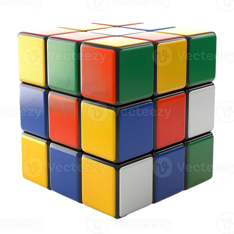 AI generated 3D Rendering of a Colorful Rubik Cube on Transparent Background - Ai Generated png