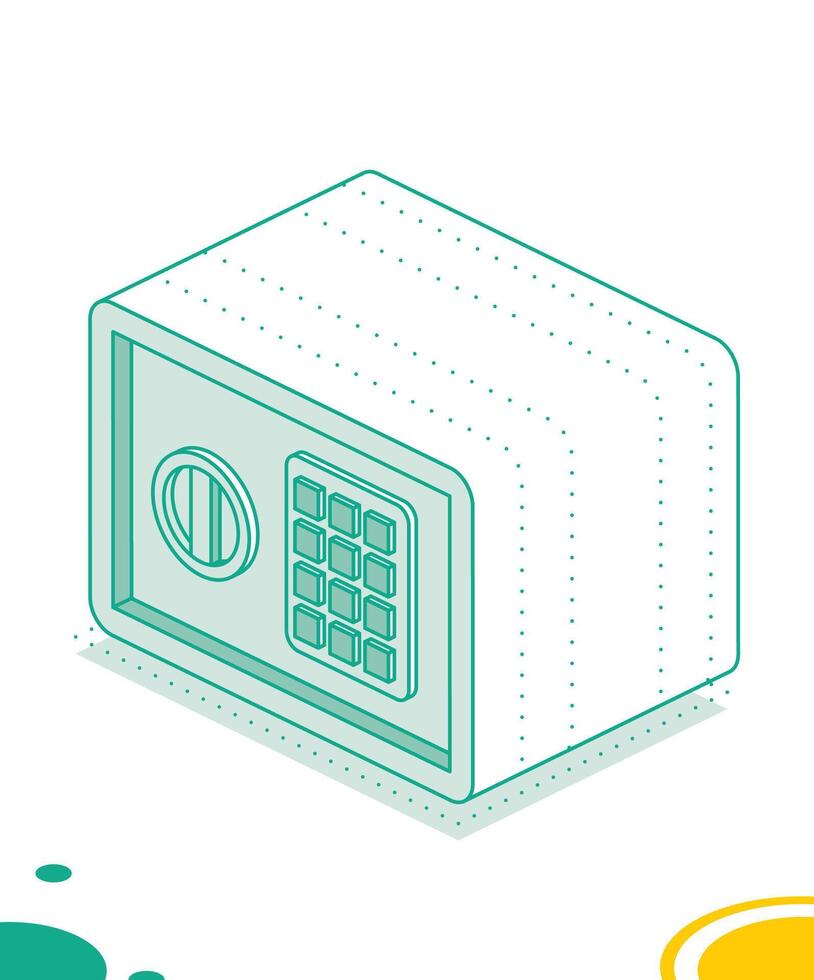 Isometric safe. Outline object isolated on white background. Icon of security. vector