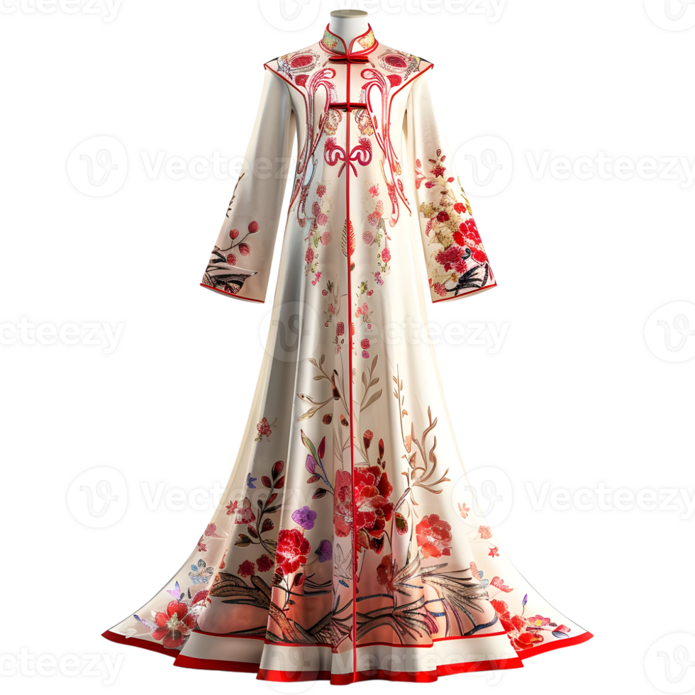 AI generated 3D Rendering of a Chinese Traditional Woman Dress on Transparent Background - Ai Generated png