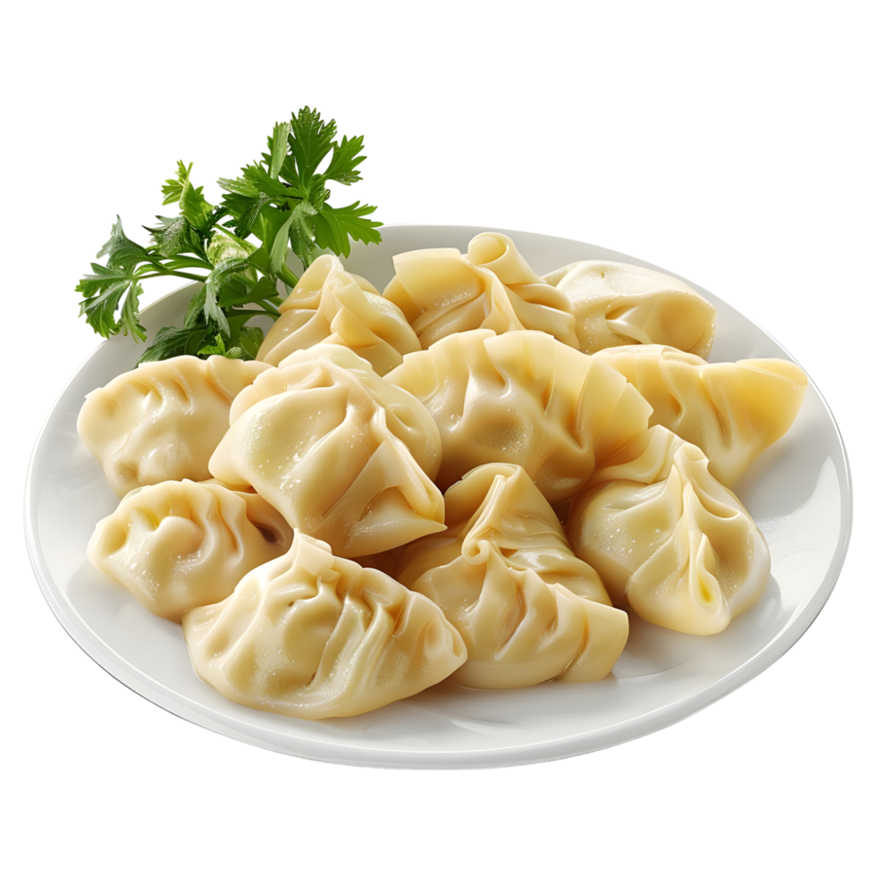 AI generated 3D Rendering of a Dumplings in a Plate on Transparent Background - Ai Generated png