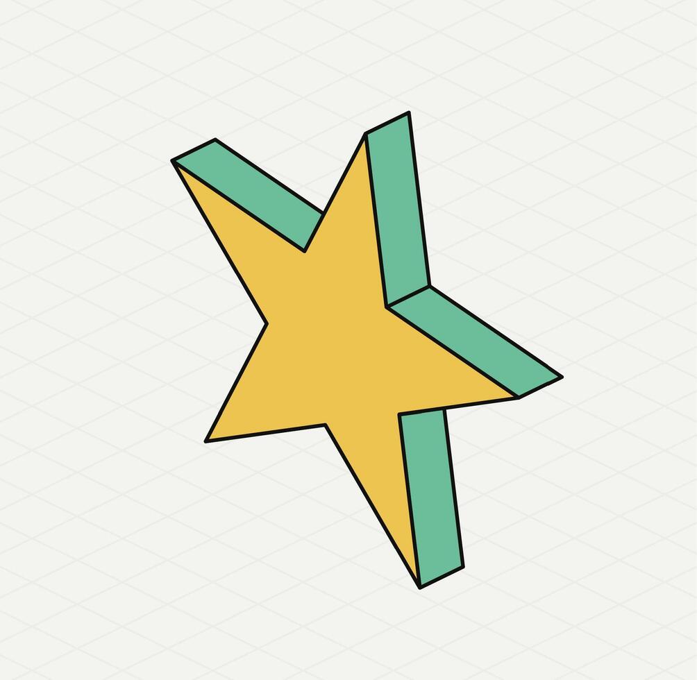 Yellow green star. Isometric icon. Symbol of Saint Patrick day. Modern style. vector