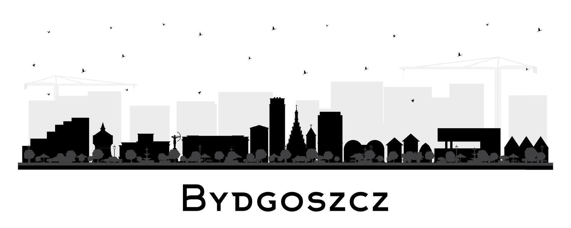 bydgoszcz Polonia ciudad horizonte silueta con negro edificios aislado en blanco. bydgoszcz paisaje urbano con puntos de referencia negocio y turismo concepto con histórico arquitectura. vector