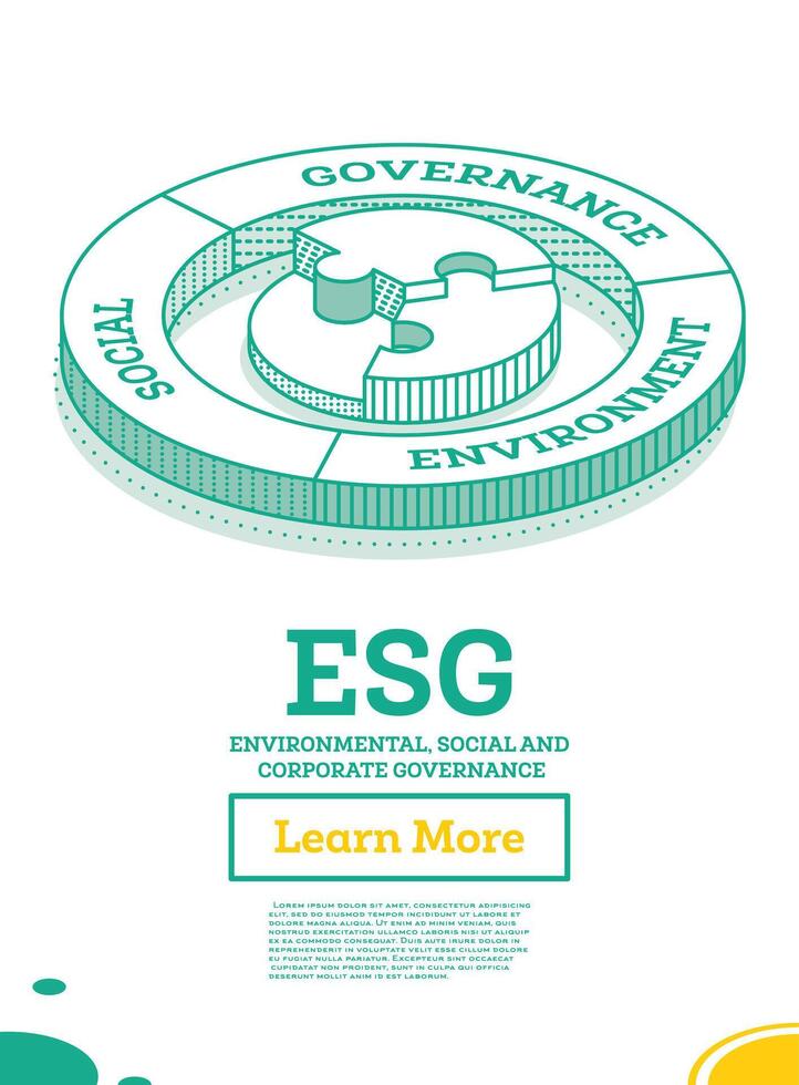 ESG Concept of Environmental, Social and Governance. Sustainable Development. Isometric Outline Concept. Green Color. vector