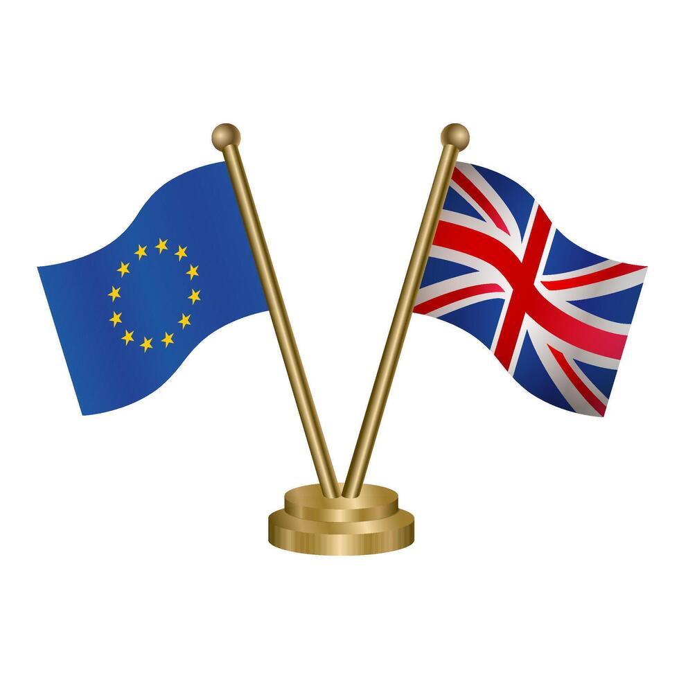 United Kingdom and Europe table flags. Vector Illustration