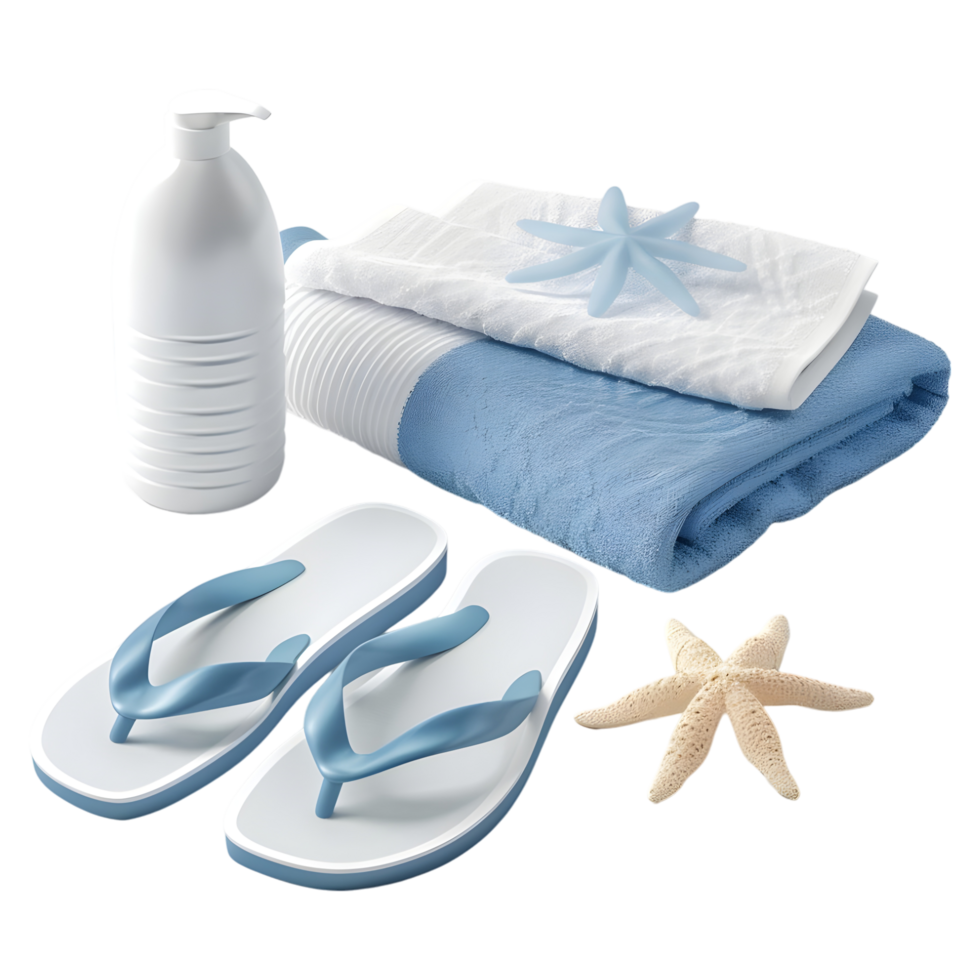 AI generated 3D Rendering of a Towel With Slippers on Transparent Background - Ai Generated png