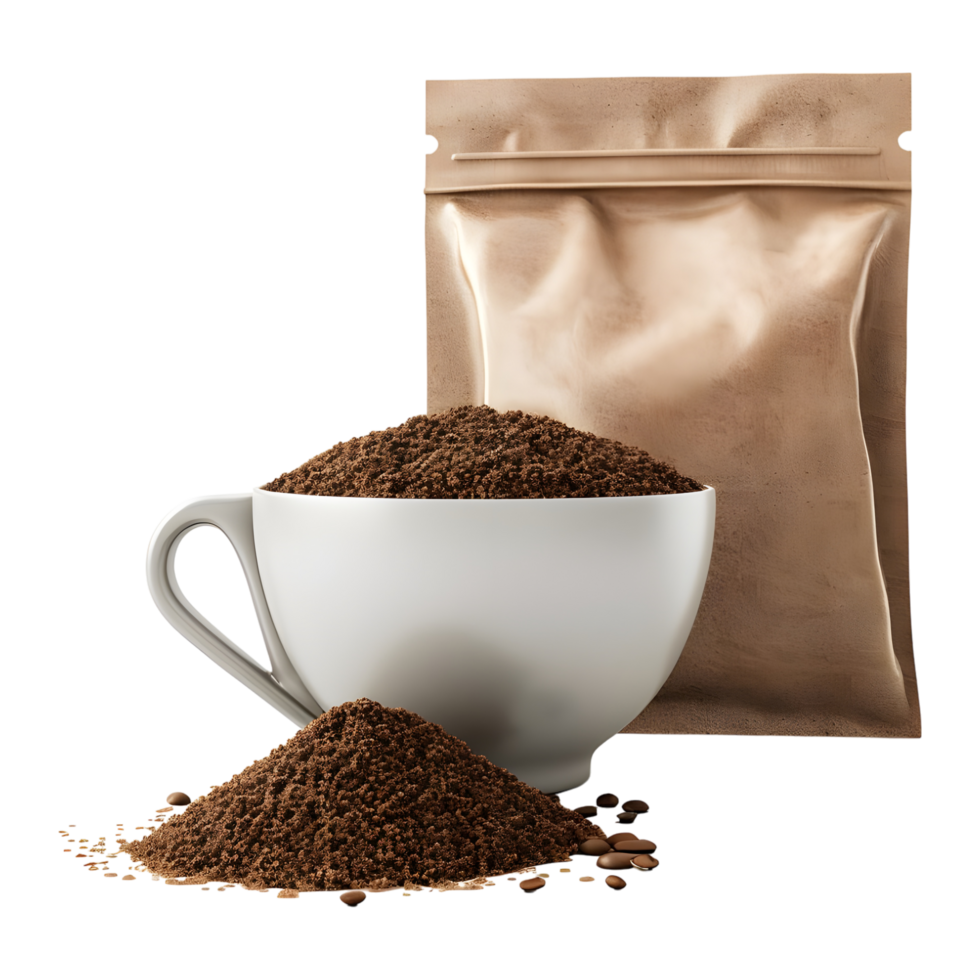AI generated 3D Rendering of a Coffee Powder in a Bag on Transparent Background - Ai Generated png
