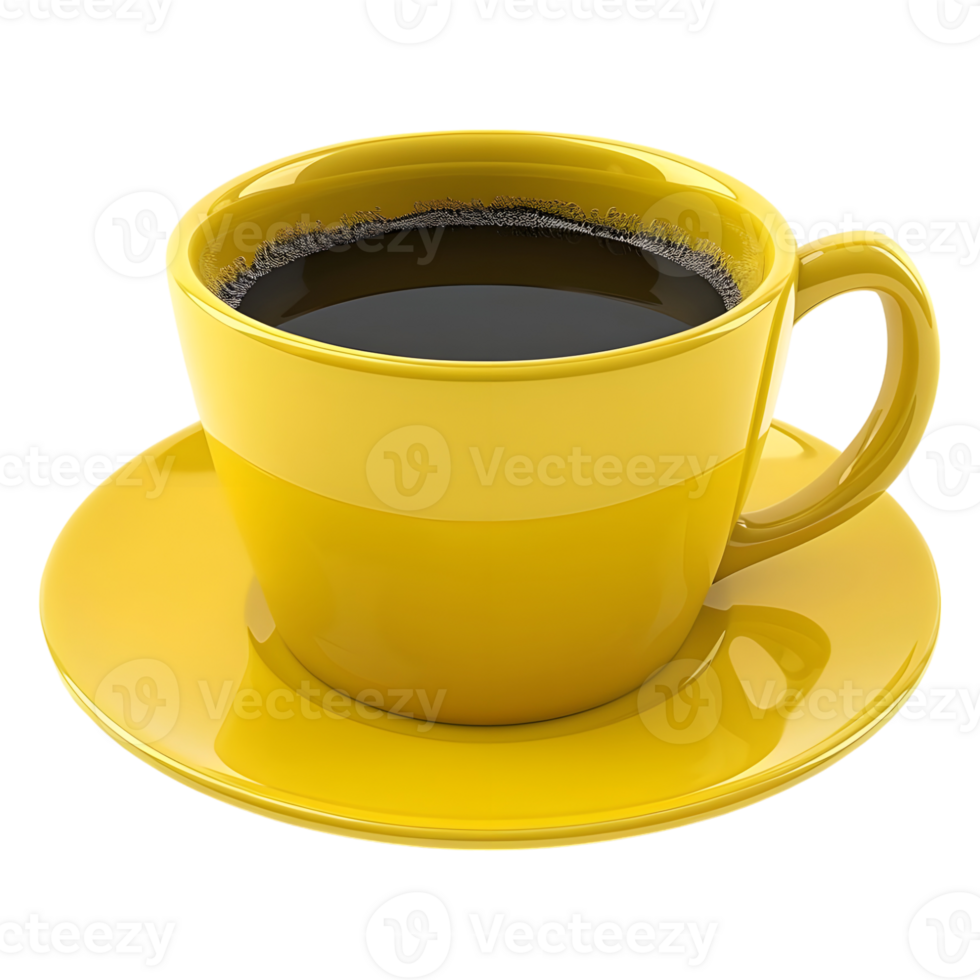 AI generated 3D Rendering of a Yellow Coffee Cup on Transparent Background - Ai Generated png