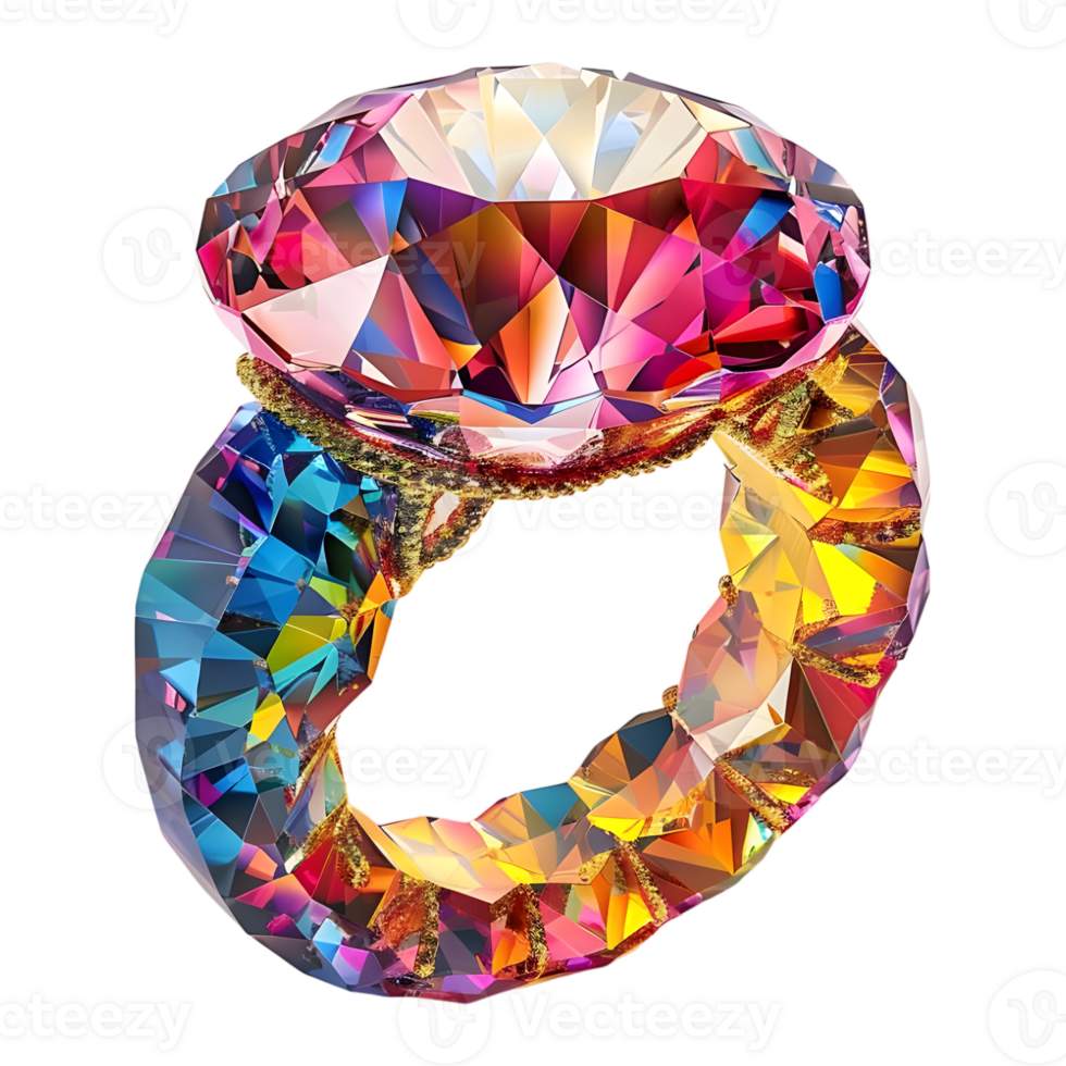 AI generated 3D Rendering of a Gemstone Ring on Transparent Background - Ai Generated png