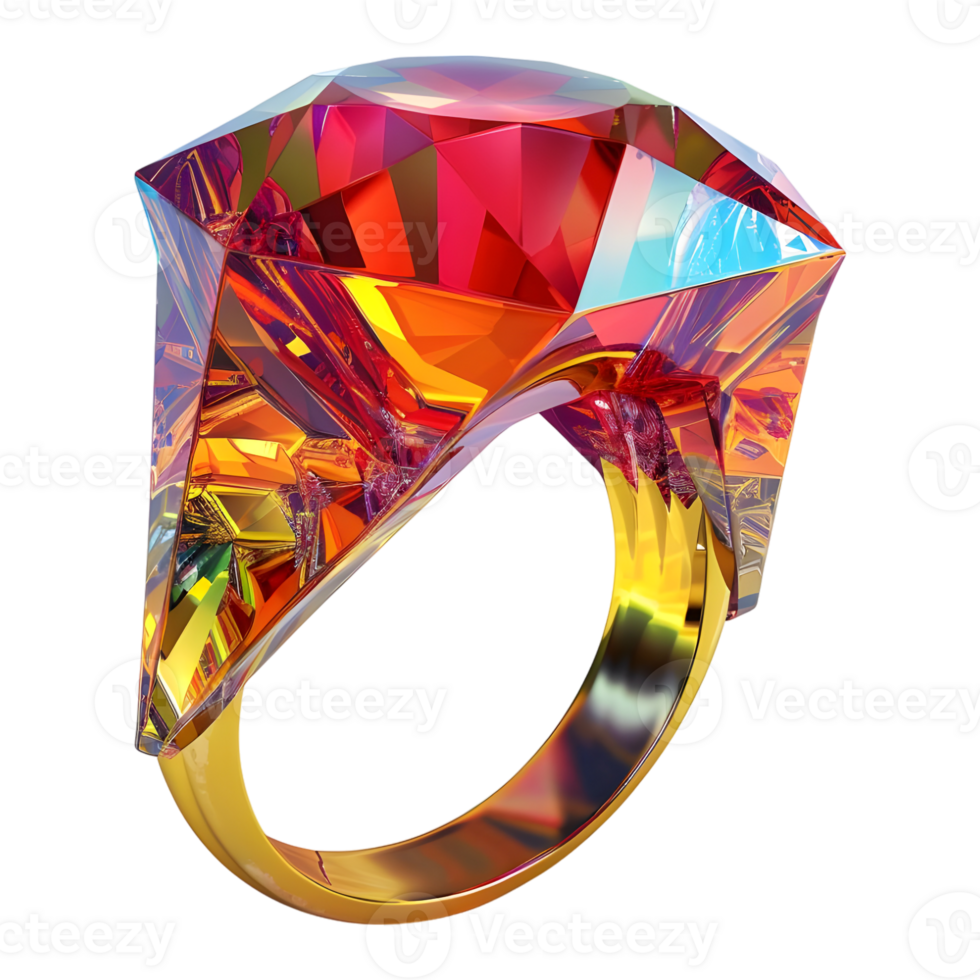 AI generated 3D Rendering of a Gemstone Ring on Transparent Background - Ai Generated png