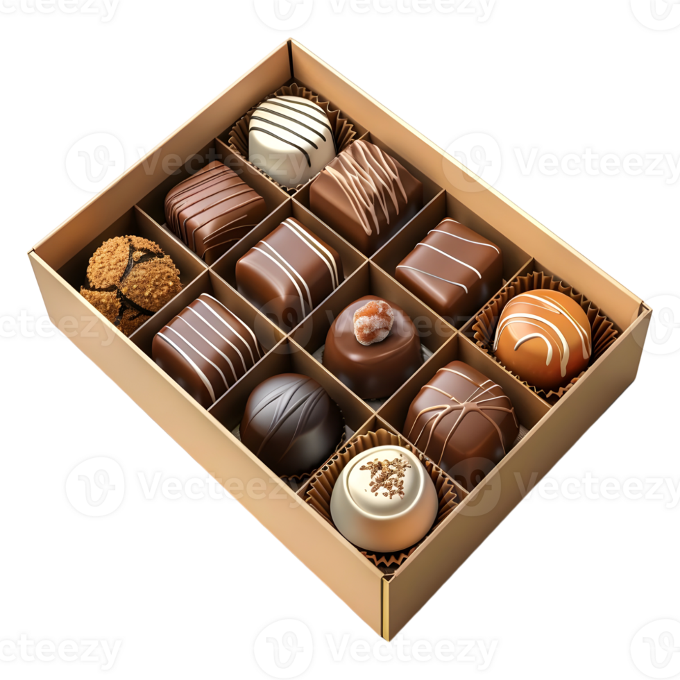 AI generated 3D Rendering of a Chocolate Gift Box on Transparent Background - Ai Generated png
