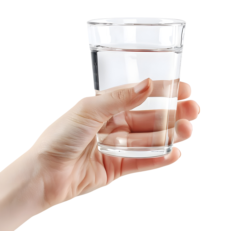 AI generated Water Glass in Hand on Transparent background - Ai Generated png