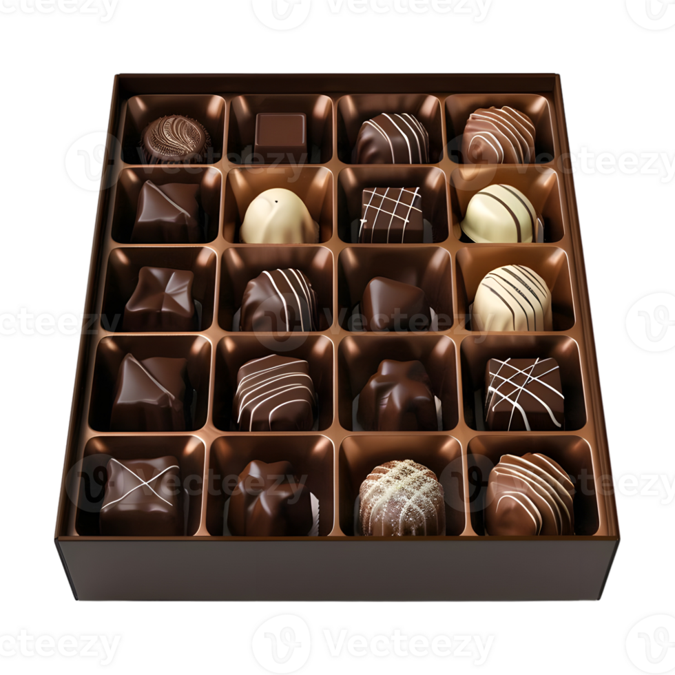 AI generated 3D Rendering of a Chocolate Gift Box on Transparent Background - Ai Generated png