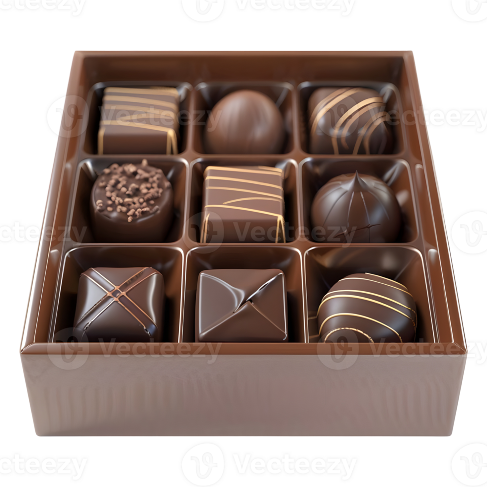 AI generated 3D Rendering of a Chocolate Gift Box on Transparent Background - Ai Generated png