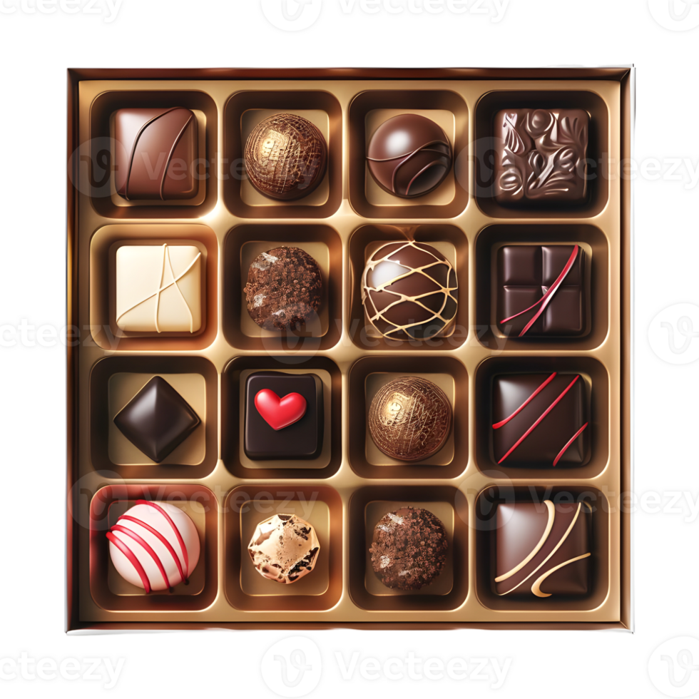 AI generated 3D Rendering of a Chocolate Gift Box on Transparent Background - Ai Generated png