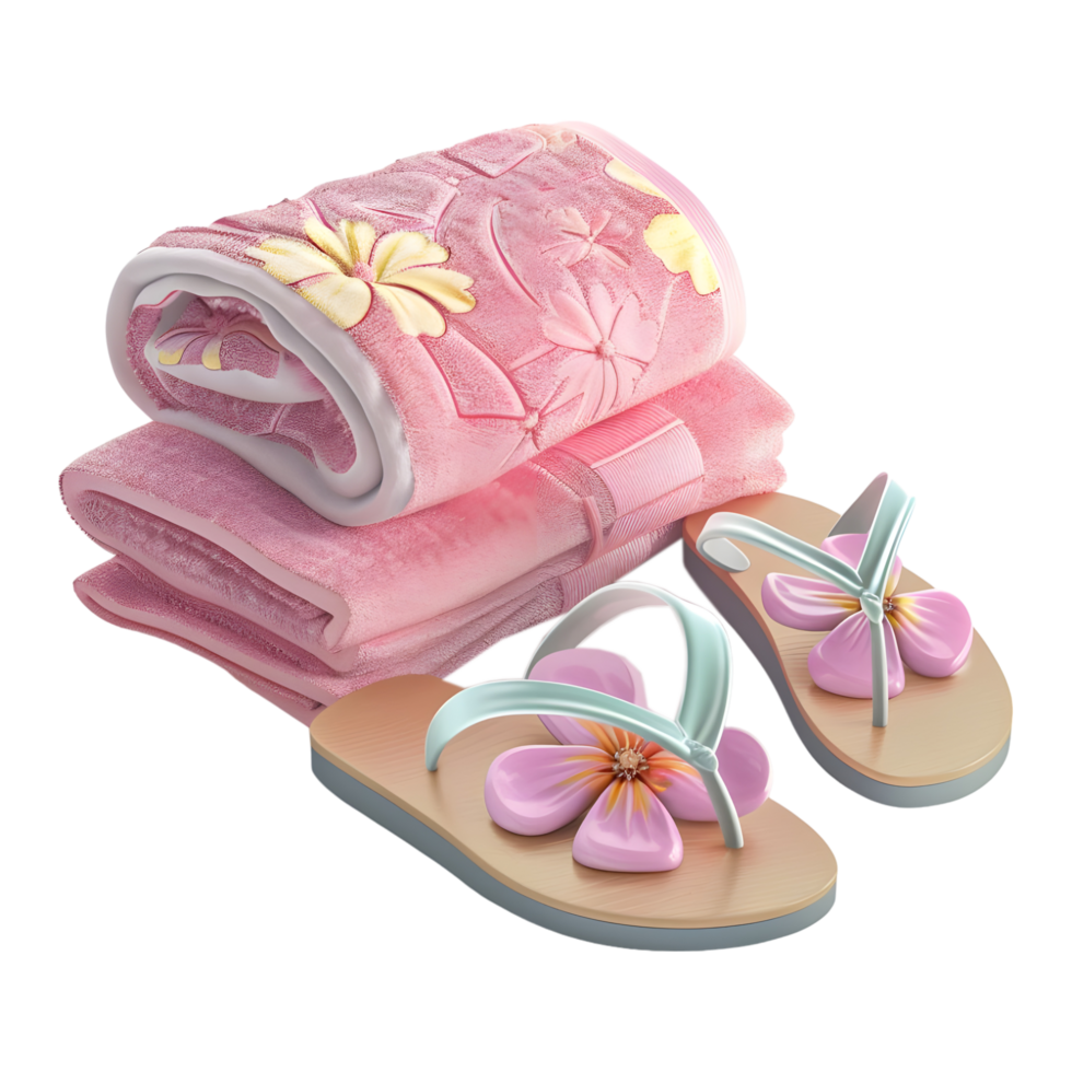 AI generated 3D Rendering of a Towel With Slippers on Transparent Background - Ai Generated png