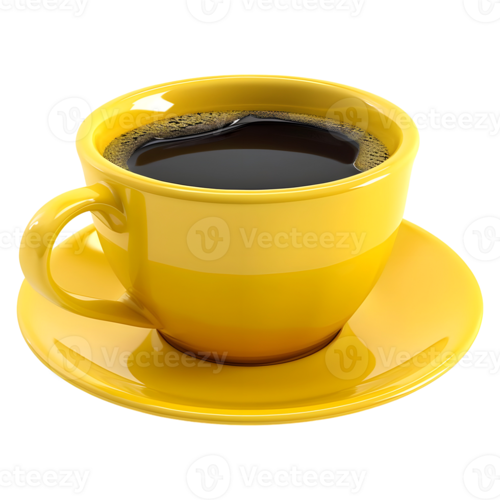 AI generated 3D Rendering of a Yellow Coffee Cup on Transparent Background - Ai Generated png