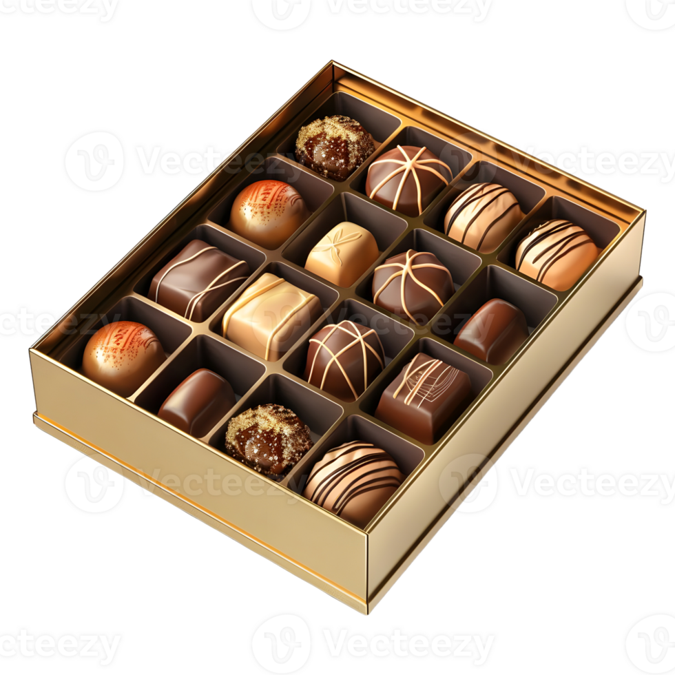 AI generated 3D Rendering of a Chocolate Gift Box on Transparent Background - Ai Generated png