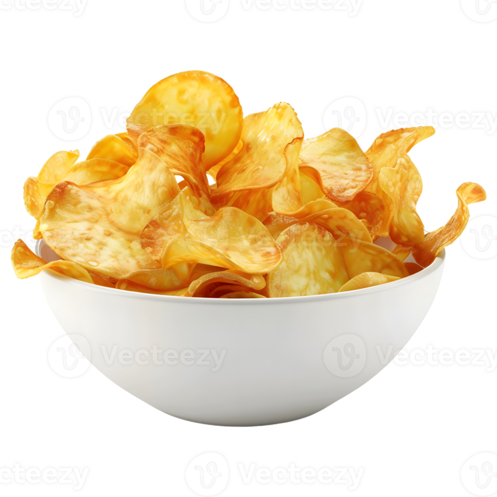 AI generated 3D Rendering of a Fried Chips in a Bowl on Transparent Background - Ai Generated png