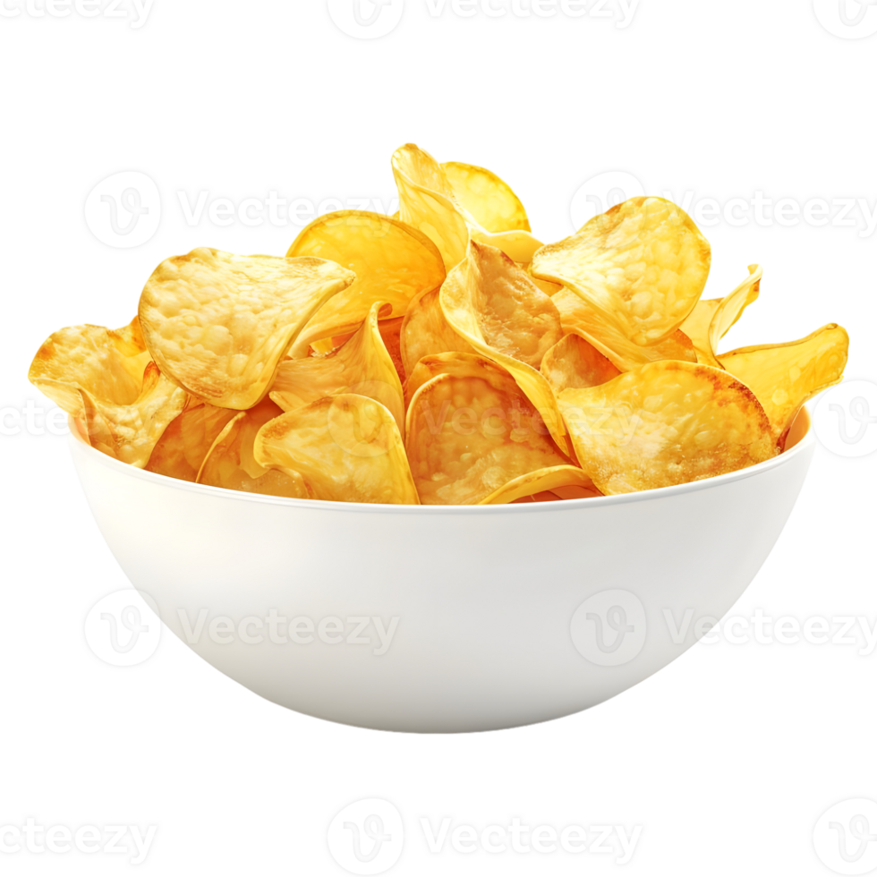 AI generated 3D Rendering of a Fried Chips in a Bowl on Transparent Background - Ai Generated png