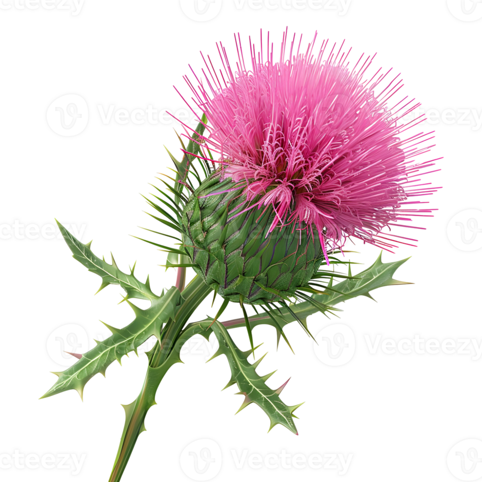 AI generated 3D Rendering of a Thistle Flower on Transparent Background - Ai Generated png