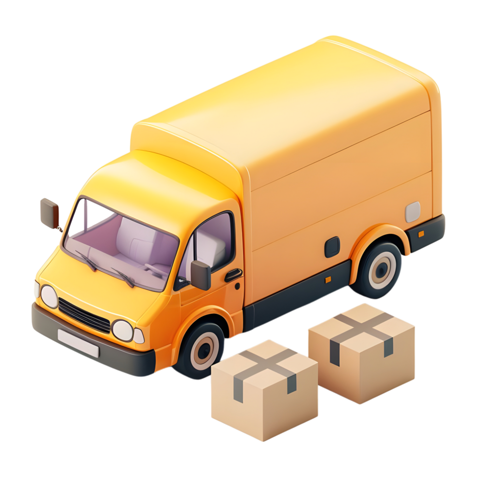 AI generated 3D Rendering of a Delivery Van on Transparent Background - Ai Generated png